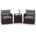 3-Piece Rattan Patio Furniture Set with Large Cushions product image