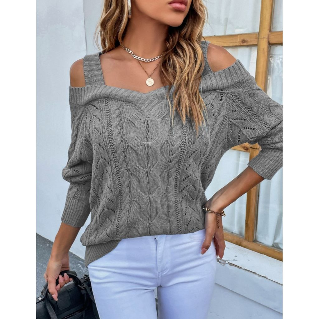 Off-the-Shoulder Twist Sweater - Pick 