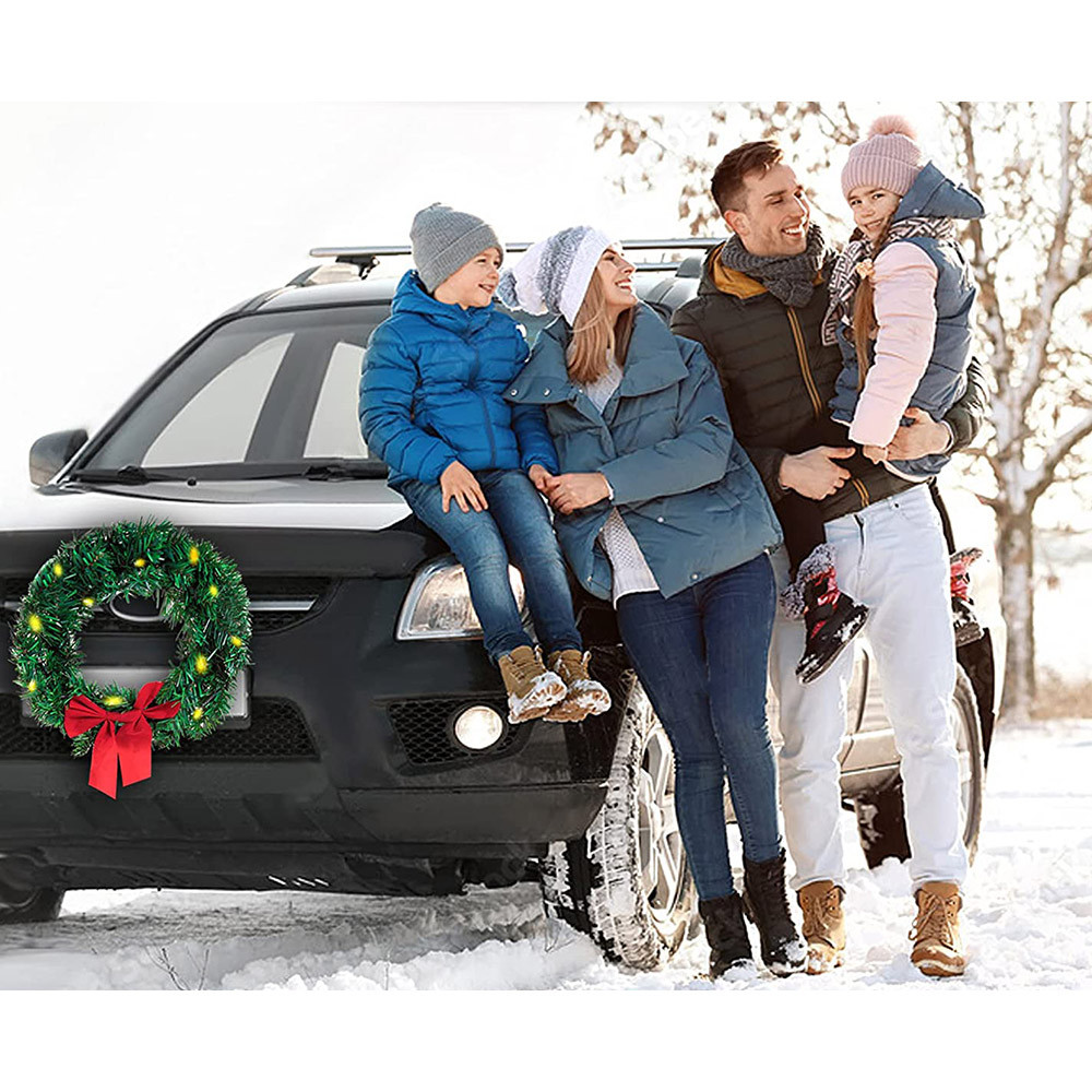 Zone Tech Car Wreath With Led Lights And 12V Plug - Pick Your Plum