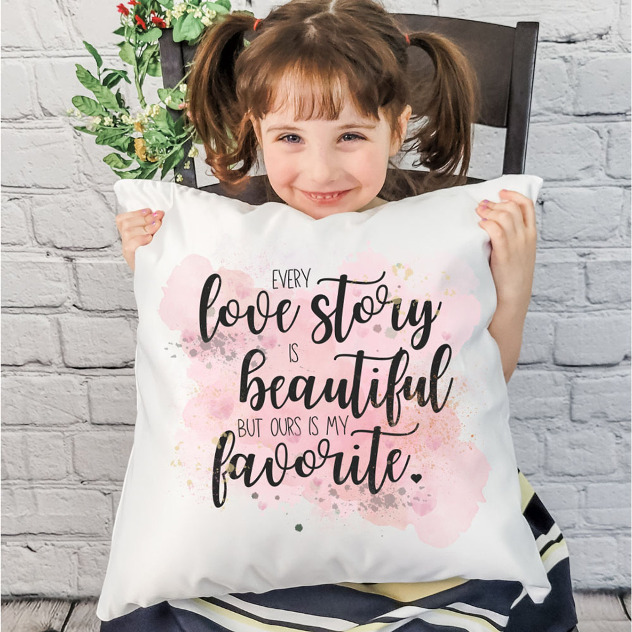 18-Inch Farmhouse 'Every Love Story' Graphic Pillow Cover - Pick Your  Plum