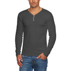 Men's Slim Fit V-Neck Long Sleeve Cotton 3-Button T-Shirt product image