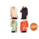 Women’s Chiffon Pleated Summer-Time 3/4 Sleeve Fashion Blouse product image
