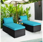 Cushioned Rattan Armless Chair/Ottoman Set with Table product image