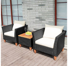 3-Piece Rattan and Wood Outdoor Chair and Table Set product image