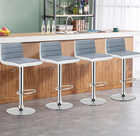 Adjustable Height White and Gray PU Leather Swivel Bar Stools (Set of 4) product image