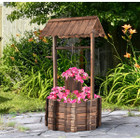 Outdoor Wooden Wishing Well Bucket Planter product image