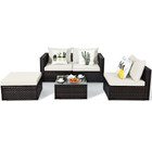 5-Piece Patio Rattan Furniture Set Sectional Conversation Sofa with Table product image