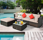 Rattan 5-Piece Outdoor Sectional Patio Set with Beige Cushions product image