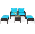 Rattan 5-Piece Patio Furniture Set with Chairs, Ottomans and Table product image