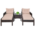 Rattan 5-Piece Patio Furniture Set with Chairs, Ottomans and Table product image