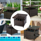 Outdoor Patio PE Rattan Wicker Steel Side Deck Table with Umbrella Hole product image