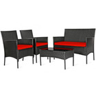 Rattan 4-Piece Patio Furniture with Glass Top Table product image