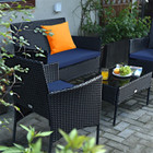 Rattan 4-Piece Patio Furniture with Glass Top Table product image