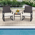  3-Piece Patio Rattan Wicker Bistro Table with Rocking Chairs product image