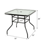 Square 32'' Steel Frame Tempered Glass Top Patio Table product image