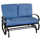 Blue Cushioned Steel Frame Gliding Patio Bench product image