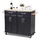 Rolling Wood Top Cabinet Kitchen Island Cart product image