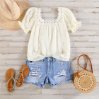 Scalloped Puff Sleeve Top product image