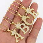 A-Z Alphabet Initial Crown Pendant Necklace product image