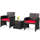 3-Piece Patio PE Rattan Conversation Bistro Furniture Set with Waterproof Covers product image