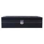 6-Compartment Leather Watch Collection Storage Box, Black product image