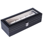 6-Compartment Leather Watch Collection Storage Box, Black product image