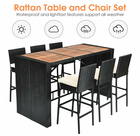 Rattan and Wood 7-Piece Bar Height Patio Dining Set product image