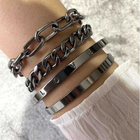 14K Gold Plated 4-Piece Thick Chain Link Bracelets Bangles product image