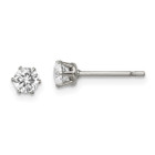 Stainless Steel Polished 4mm Round CZ Stud Post Earrings product image