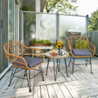 3-Piece Patio Rattan Bistro Set with Cushions product image