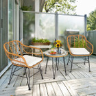 3-Piece Patio Rattan Bistro Set with Cushions product image