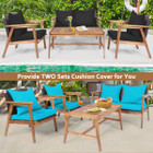 4-Piece Patio Rattan Wooden Furniture Set product image