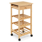 Bamboo Rolling Small Storage Cart with Drawer and Shelves product image