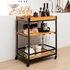 3-Tier Industrial Bar Serving Cart with Utility Shelf & Handle Racks product image