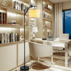 Standing Arc Modern Floor Lamp with Fabric Hanging Lamp Shade product image
