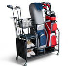 Double Golf Bag Organizer with Lockable Universal Wheels product image