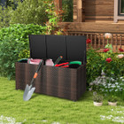 96-Gallon PE Wicker Outdoor Storage Box with 4 Wheels product image