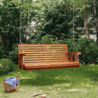 4.5-Foot Outdoor Wooden Porch Swing with Cupholders & Hanging Chains product image