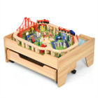 Kids' Wooden Railway Set Table with Storage Drawers & 100 Pieces product image