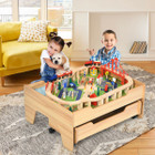 Kids' Wooden Railway Set Table with Storage Drawers & 100 Pieces product image