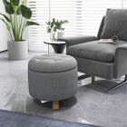 Goplus Upholstered Round Storage Ottoman Footstool product image