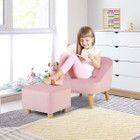 Soft Velvet Upholstered Kids' Sofa Chair with Ottoman product image
