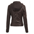 Women's Faux Leather Moto Jacket with Hoodie product image