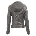 Women's Faux Leather Moto Jacket with Hoodie product image