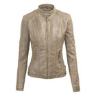 Women's Faux Leather Moto Jacket with Hoodie product image