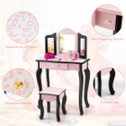 Kids' Vanity Set with Tri-Folding Mirror & Leopard Print product image