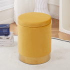 13.8-Inch Wide Faux Leather Round Storage Ottoman product image