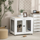 PawHut™ Double-Door Pet Crate End Table with Water-Resistant Cushion product image