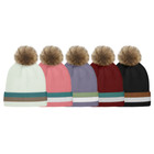 Women's Solid Warm Knit Cuff Pom Pom Hat with Faux Fur Lining (1- or 2-Pack) product image