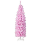 5/6/7-Foot Pre-Lit Artificial Pink Pencil Christmas Tree with Metal Stand product image